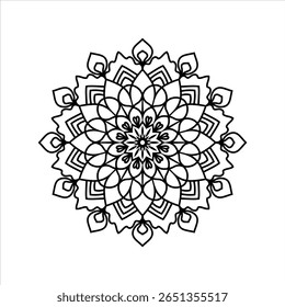 Black color mandala with floral shape