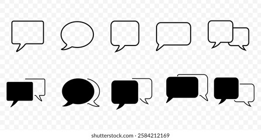 black color message icon set  in white background design