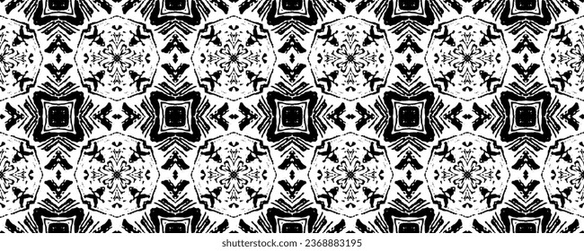 Patrón mexicano de color negro. Impresión de garrapatas. Patrón de Doodle Oscuro en Color Negro. Vector Geo Étnico Simple. Batik de guijarros nativos. Patrón oscuro de franja sin soldadura. Repetición de Doodle de tinta sin soldadura