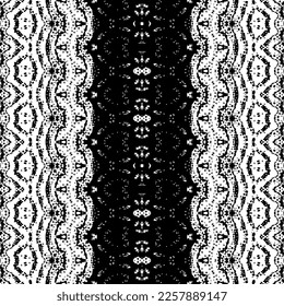 Black Color Mexican Pattern. Native Dark Doodle Batik. Ethnic Hand Ink Print. Seamless Native Dark Pattern. Black Colour Art Scribble Textile. Simple Ethnic Dyed Vector. Abstract Ink Tribal Design