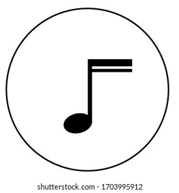 Black color Music Note in black circle vector design for banner