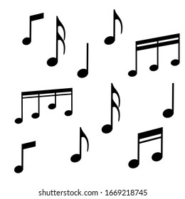 Black color Music Note Collection vector design for banner