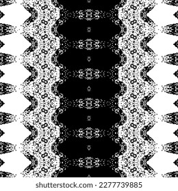 Black Color Native Ikat Batik. Abstraktes Streifen dunkles Muster. Tribal Art Doodle Vektor. Nahtlose getönte Tinte drucken. Einfaches Doodle-Muster. Schwarzes, dunkles Schreib-Muster. Abstrakte ethnische Wiederholung der Tinte