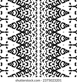 Black Color Native Ikat Vector. Black Colour Dark Scribble Pattern. Tribal Ink Doodle Batik. Abstract Native Ink Pattern. Simple Zig Zag Pattern. Ethnic Ink Batik. Abstract Dark Scribble Repeat