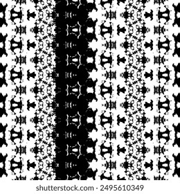 Black Color Native Wavy Vector. Abstract Design Ink Pattern. Black Colour Art Doodle Pattern. Tribal Ink Scribble Batik. Ethnic Hand Dark Print. Simple Bohemian Pattern. Abstract Art Ethnic Design