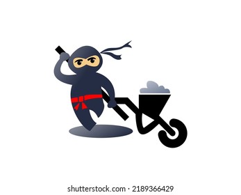 black color ninja vector under construction.  editable and can be used for logos or anything related to ninja speed and agility in construction