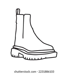 Black Color outline Travel boots. Vector isolated illustration