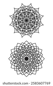 Black  color pattern  Mandala abstract vector design. 
