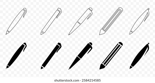 black color pen  icon set  in white background design