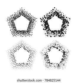 Black color pentagon frames Isolated on white background with space for your text. Mosaic  structure. Creative backgrounds for tags, labels, cards. Vector Illustration