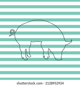 black color pig pattern on green white lines, vector