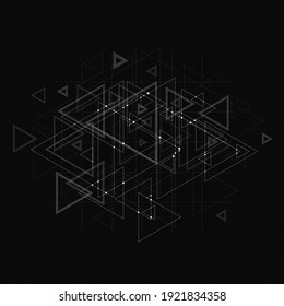 Black color polygonal science background. Digital data visualization with abstract dynamic motion with connected lines and dots. Science, medicine and technology design technology background.