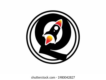 Black color of Q initial letter with rocket design