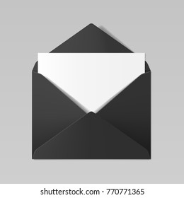 Black color realistic envelope mockup