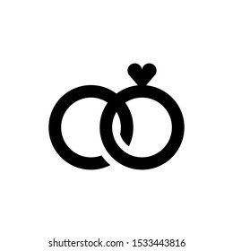 black color rings icon in flat style isolated. Vector Symbol illustration.