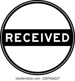 Black color round seal sticker in word received on white background