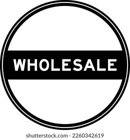 Black color round seal sticker in word wholesale on white background