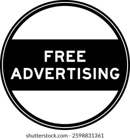 Black color round seal sticker in word free advertising on white background