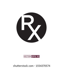 black color Rx icon vector illustration template  