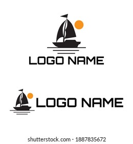 black color sailing boat logo design. logo for company template.