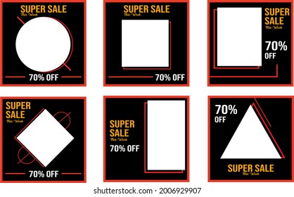 black color sales list flat design for clothing and shoes product marketing