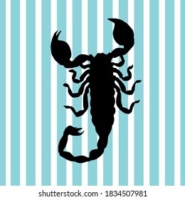 black color scorpion pattern on blue white background vector