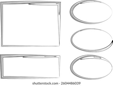 black color scribble doodle abstract frames set vector