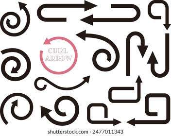 Black color set with Various curled arrows