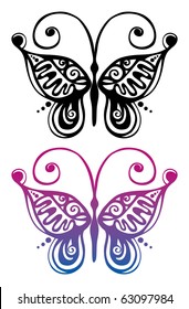 Black and color silhouette of butterfly