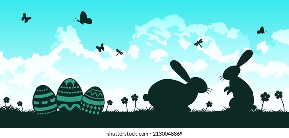 black and color of silhouette design of holiday of Christianity called easter,vector illustration