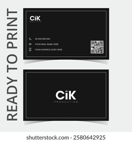 Black color and simple clean Business card ready for print