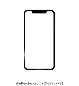 black color smartphone. mobile, cellphone, and white display. white background. vector illustration.