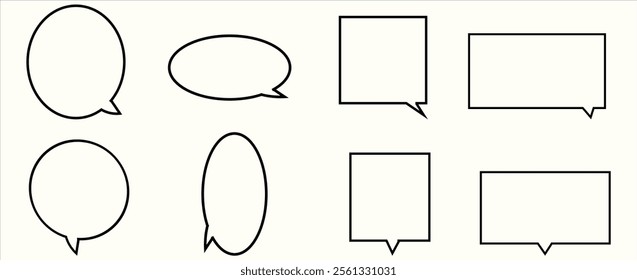 Black Color Speech Bubble Icon Set for Communication and Dialogue Designs