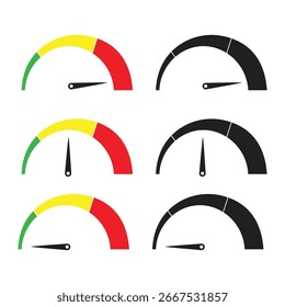 The black and color speedometer icon set.