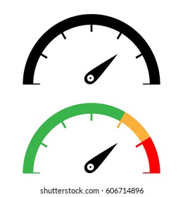 El conjunto de iconos de velocímetro negro y color.