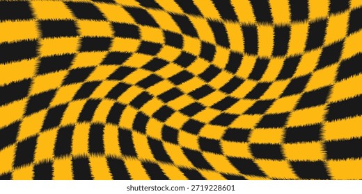 Black and color square chess board background. Grunge grass texture