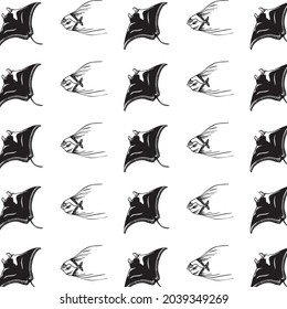 Color negro estingrises y patrones de peces sobre fondo blanco, vector, decorativo, infantil, textil, tejido
