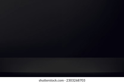 Black color studio background. Space for selling products on the website. Vector illustration.