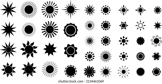 Black Color Sun Vector Pack Stock Vector (Royalty Free) 2134461069 ...