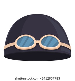 Black color swim cap icon cartoon vector. Summertime beach. Web covering