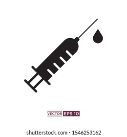 black color syringe icon vector illustration template