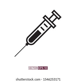 black color syringe icon vector illustration template