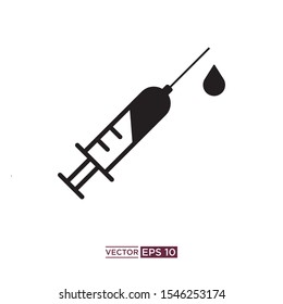 black color syringe icon vector illustration template