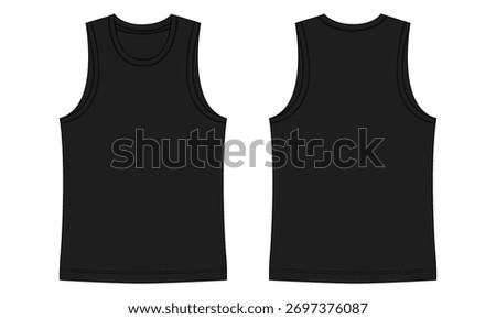 Black color tank tops vector illustration template front and back