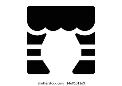 Black color theatre tent solid icons. Symbol, logo illustration. Pixel perfect. modern design, vector, art 