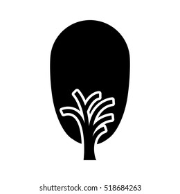 black color tree trunk with leaves shape ovoid