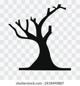 black color tree vector illustration, cutting down tree, deforestation illustration