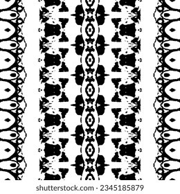Black Color Tribal Line Vector. Doodle Ink Batik. Ethnic Stripe Dark Pattern. Simple Mexican Pattern. Black Colour Dark Scribble Pattern. Ethnic Ink Doodle Batik. Abstract Ink Doodle Vector