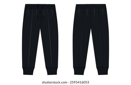 Black color Trouser pant technical  vcetor illustratin template for kids isolated on white background