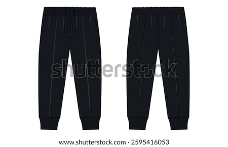 Black color Trouser pant technical  vcetor illustratin template for kids isolated on white background